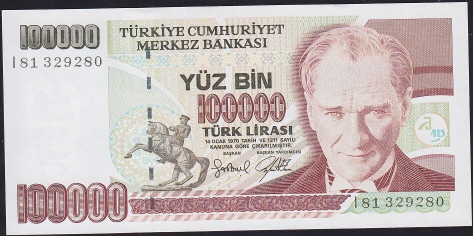 7.Emisyon 3.Tertip 100000 Lira I81 329280 Çil