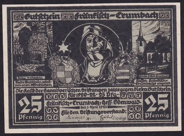 Almanya 25 Pfennig Notgeld 1921 Çil Filigranlı