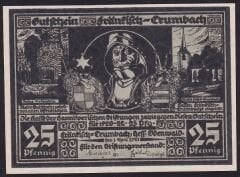 Almanya 25 Pfennig Notgeld 1921 Çil Filigranlı