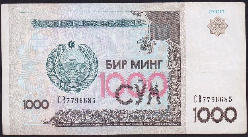 Özbekistan 1000 CYM 2001 Çok Temiz
