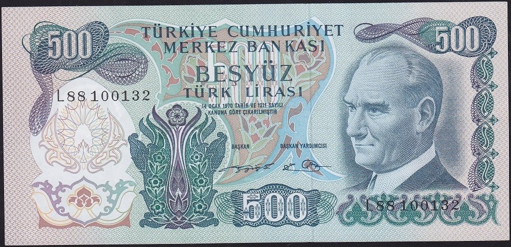 6.Emisyon 2.Tertip 500 Lira L88 100132 Çilaltı