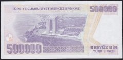 7.Emisyon 4.Tertip 500000 Lira J08 558684 Çilaltı (Bandrol baskı izleri var)