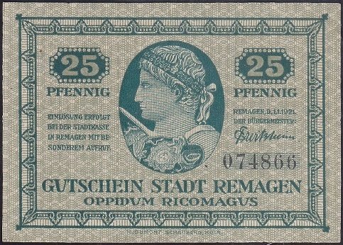 ALMANYA 25 PFENNİNG NOTGELD 1921 ÇİL