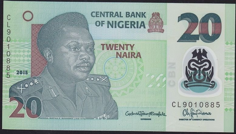 Nijerya 20 Naira 2015 Çilaltı Çil Polimer