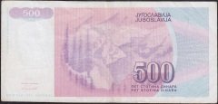 Yugoslavya 500 Dinar 1992 Çok Temiz +