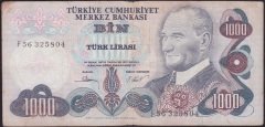 6.EMİSYON 3.TERTİP 1000 LİRA F56 325804 TEMİZ