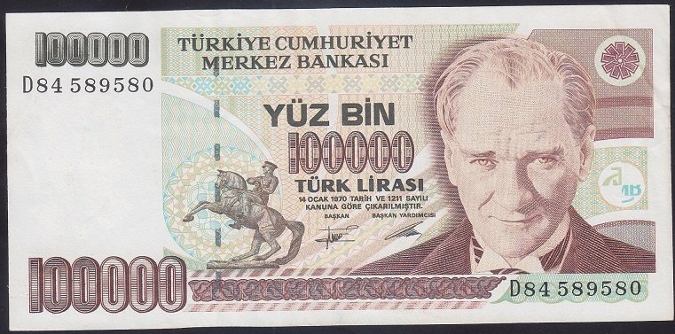 7.EMİSYON 2.TERTİP 100000 LİRA D84 589580 ÇÇT +