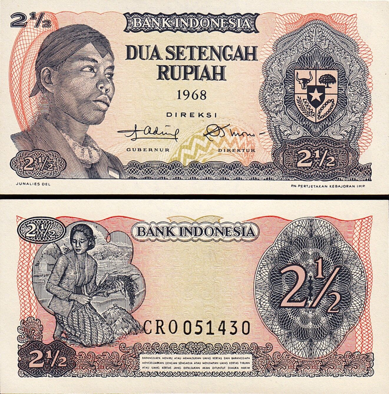 Endonezya 2,5 Rupiah 1968 Çil Pick 103