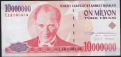 7.Emisyon 10 000 000 Lira E14 800434 Çok Temiz+