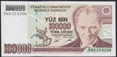 7.EMİSYON 2.TERTİP 100000 LİRA D89 273256 ÇÇT