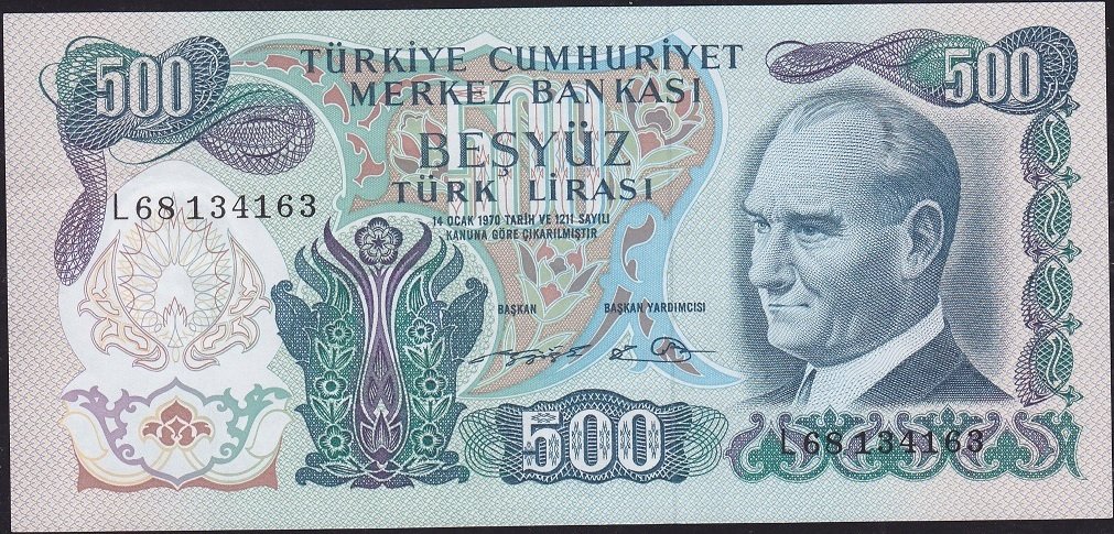 6.Emisyon 2.Tertip 500 Lira L68 134163 Çilaltı