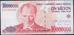 7.Emisyon 10 000 000 Lira E13 43 42 41 Çok Çok Temiz+ ( Blok merdiven )
