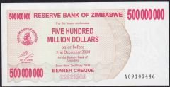 Zimbabwe 500000000 Dolar 2008 Çilaltı Çil AC