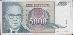 Yugoslavya 5000 Dinar 1992 Çok Temiz +
