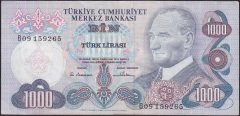 6.EMİSYON 1.TERTİP 1000 LİRA B09 159265 ÇOK ÇOK TEMİZ +