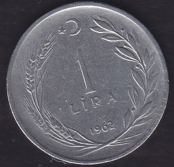 1962 Yılı 1 Lira Ters