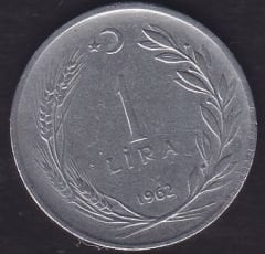 1962 Yılı 1 Lira Ters