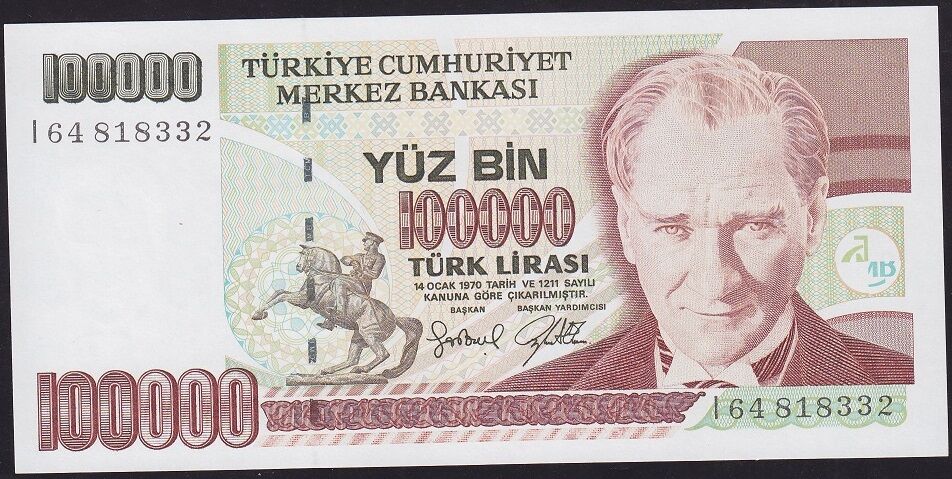 7.Emisyon 3.Tertip 100000 Lira I64 818332 Çil