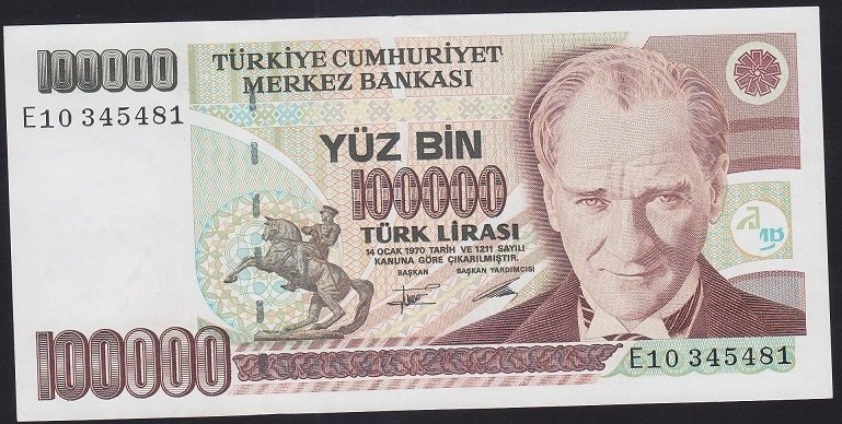7.EMİSYON 2.TERTİP 100000 LİRA E10 345481 ÇİLALTI