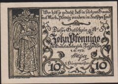 Almanya 10 Pfennig Notgeld 1921 Çil