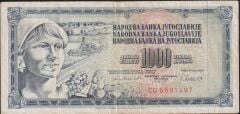 Yugoslavya 1000 Dinar 1981 Çok Temiz