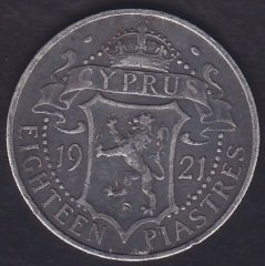 KIBRIS 18 PİASTER 1921 GÜMÜŞ (11 GRAM)