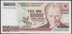 7.EMİSYON 2.TERTİP 100000 LİRA E19 017296 ÇÇT