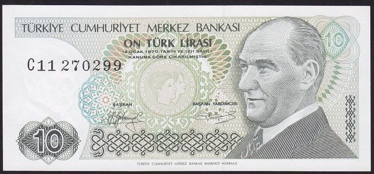 7.Emisyon 1.Tertip 10 Lira C11 270299 Çilaltı Çil