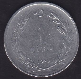 1964 Yılı 1 Lira Ters