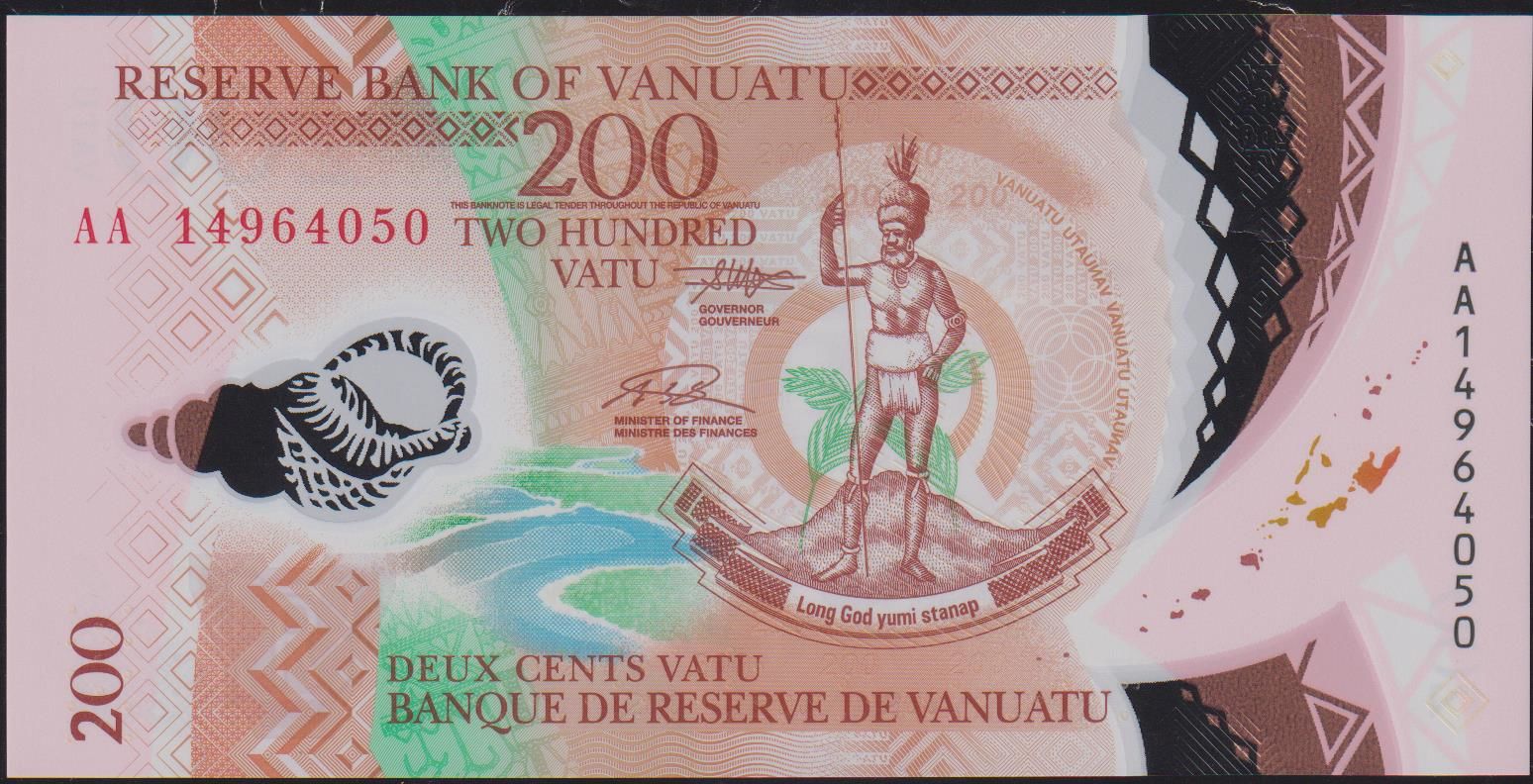 Vanuatu 200 Vatu 2014 Çil Pick 12 Polimer AA