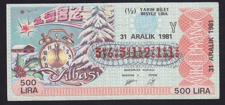 1981 31 ARALIK YARIM BİLET Y SERİSİ