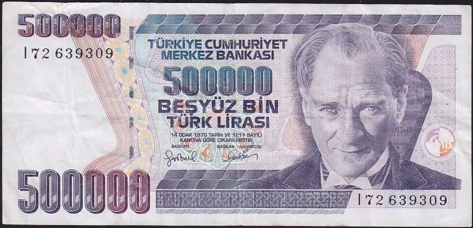 7.Emisyon 4.Tertip 500000 Lira I72 639309 Çok Temiz