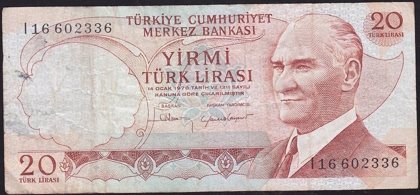 6.Emisyon 4.Tertip 20 Lira I16 602336 Çok Temiz+