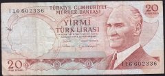 6.Emisyon 4.Tertip 20 Lira I16 602336 Çok Temiz+