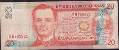 Filipinler 20 Piso 1990 Çok Temiz Kırmızı Seri