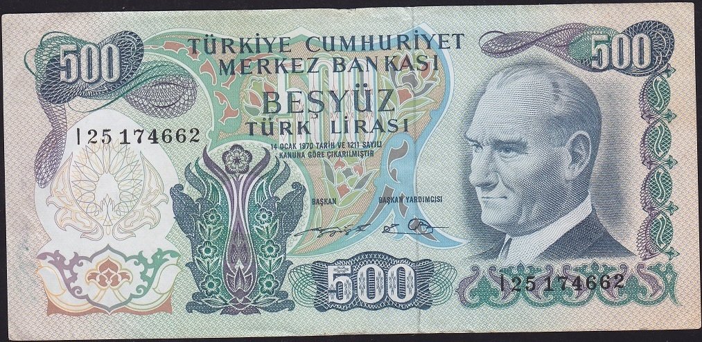 6.Emisyon 2.Tertip 500 Lira I25 174662 Çok Temiz+