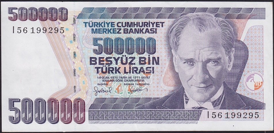 7.Emisyon 4.Tertip 500000 Lira I56 199295 Çok Çok Temiz+