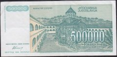 Yugoslavya 500000 Dinar 1993 Çok Çok Temiz +