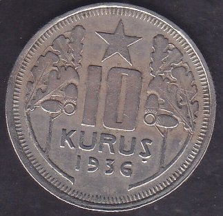1936 Yılı 10 Kuruş Çok Temiz