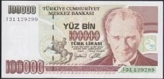 7.Emisyon 3.Tertip 100000 Lira I31 129299 Çil