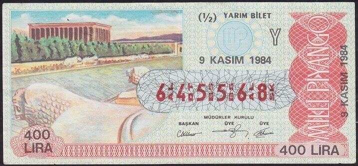 1984 9 Kasım Yarım Bilet - Y Serisi