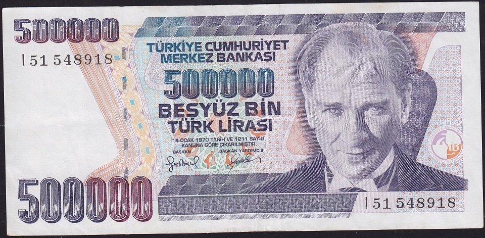7.Emisyon 4.Tertip 500000 Lira I51 548918 Çok Temiz+