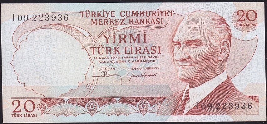 6.Emisyon 4.Tertip 20 Lira I09 223936 Ççt Çilaltı