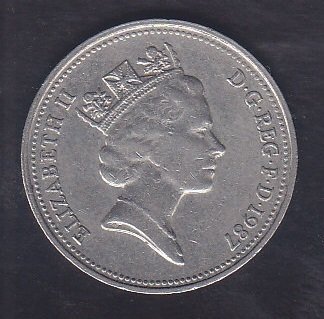İNGİLTERE 5 PENCE 1987 eski para alan yerler
