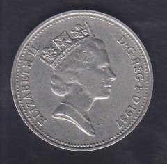 İNGİLTERE 5 PENCE 1987 eski para alan yerler