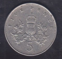 İNGİLTERE 5 PENCE 1987 eski para alan yerler