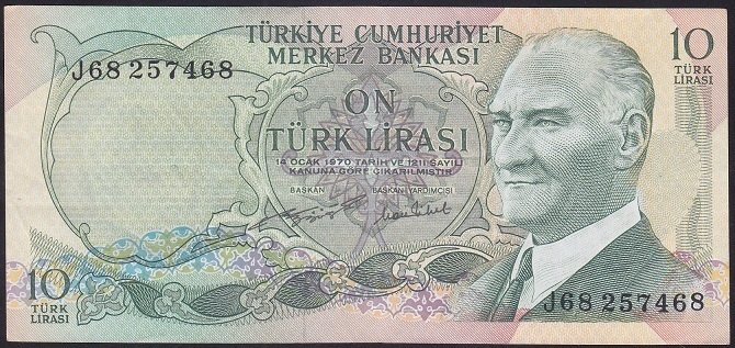 6.EMİSYON 2.TERTİP 10 LİRA J68 257468 ÇÇT +