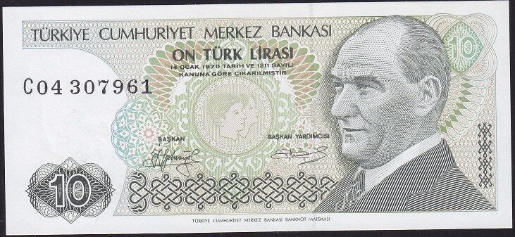 7.Emisyon 1.Tertip 10 Lira C04 307961 Çil