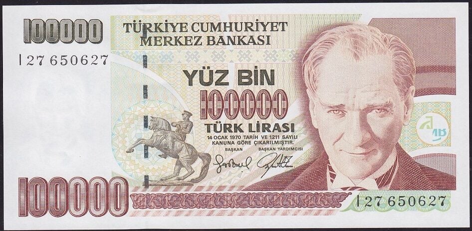 7.Emisyon 3.Tertip 100000 Lira I27 650627 Çil
