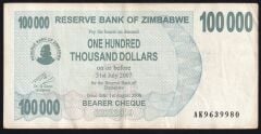 Zimbabwe 100000 Dolar 2006 Çok Temiz+